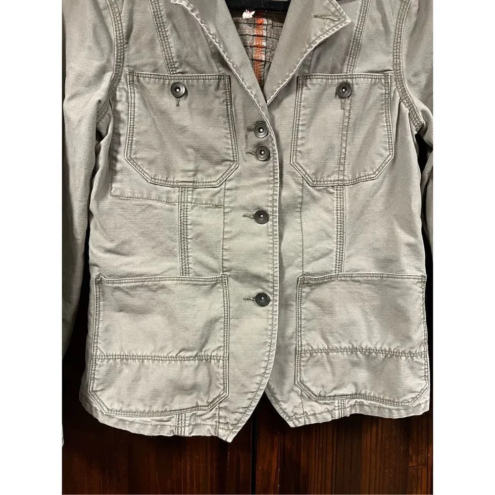 Free People Military Green Cropped Jacket size 4 - Picture 4 of 12